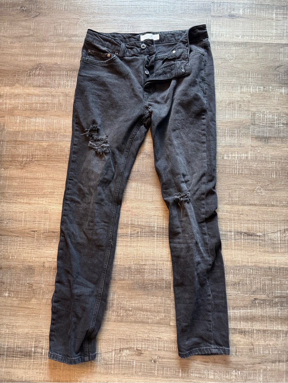 TopMan Black Distressed Skinny Jeans